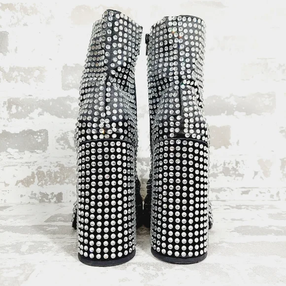 New Steve Madden Black Cobra Rhinestones Ankle Platform Boots C70 - Picture 6 of 11